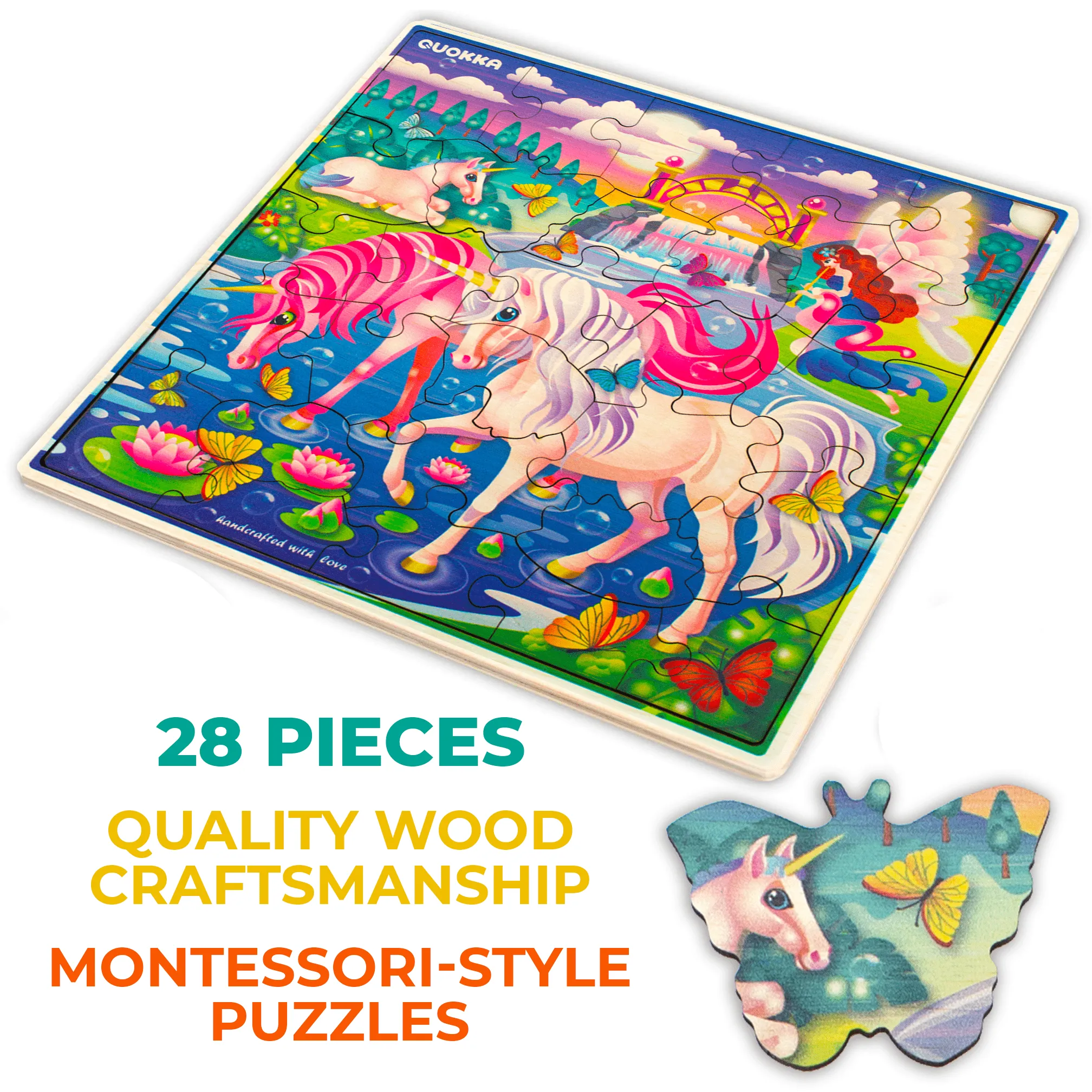 28 Pieces Wooden Puzzles for Kids | Unicorn