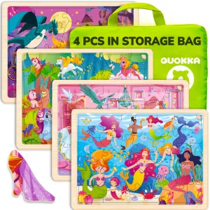 4 Set Wooden Puzzles for Toddlers | Mermaids, Princesses & Unicorns