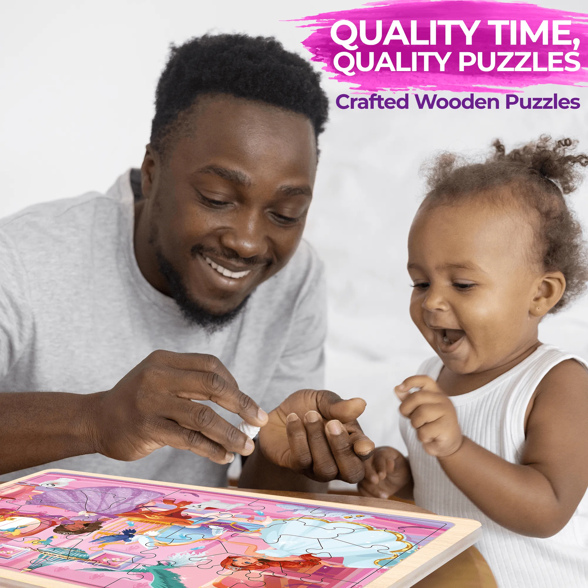 4 Set Wooden Puzzles for Toddlers | Mermaids, Princesses & Unicorns