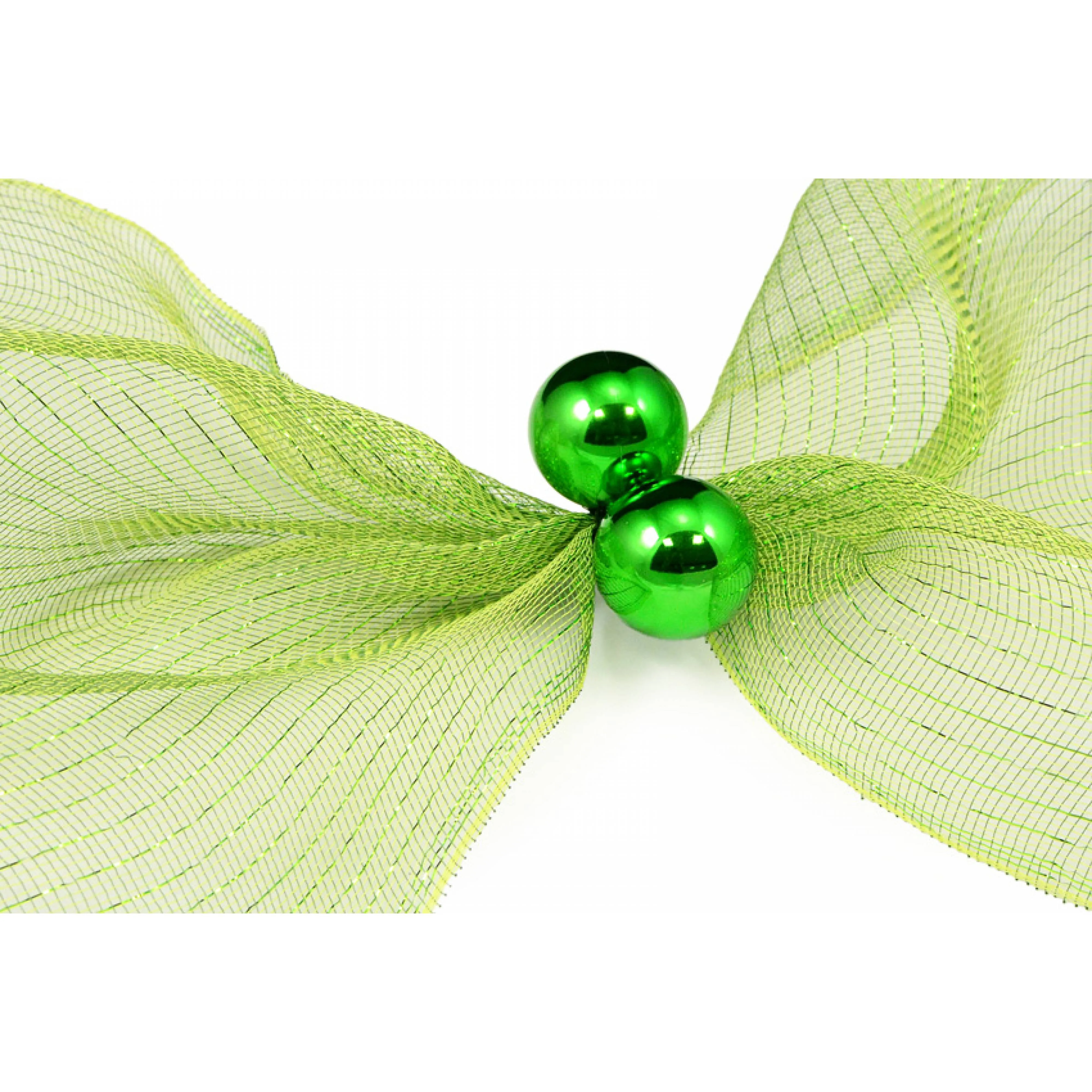 6" Green Tinsel Ties w/ 50mm Balls: Green (Set of 12)