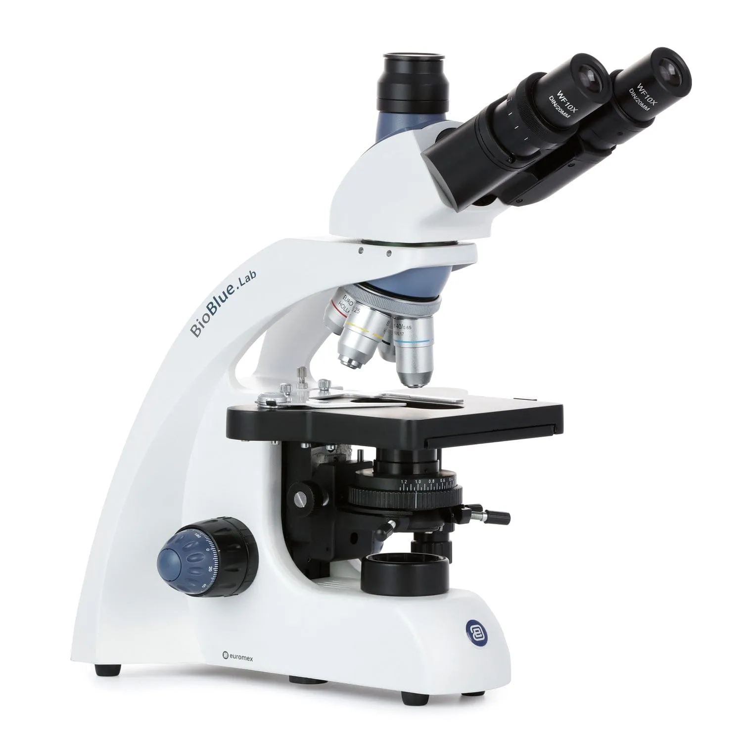 AmScope BioBlue Series Lab Tinocular Compound Microscope 40X-1000X Magnification with Plan Objectives