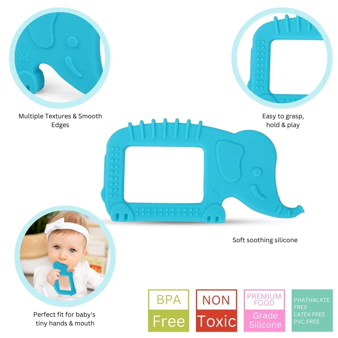 Baby Moo Elephant Soothing Silicon Teether BPA And Toxin Free - Blue