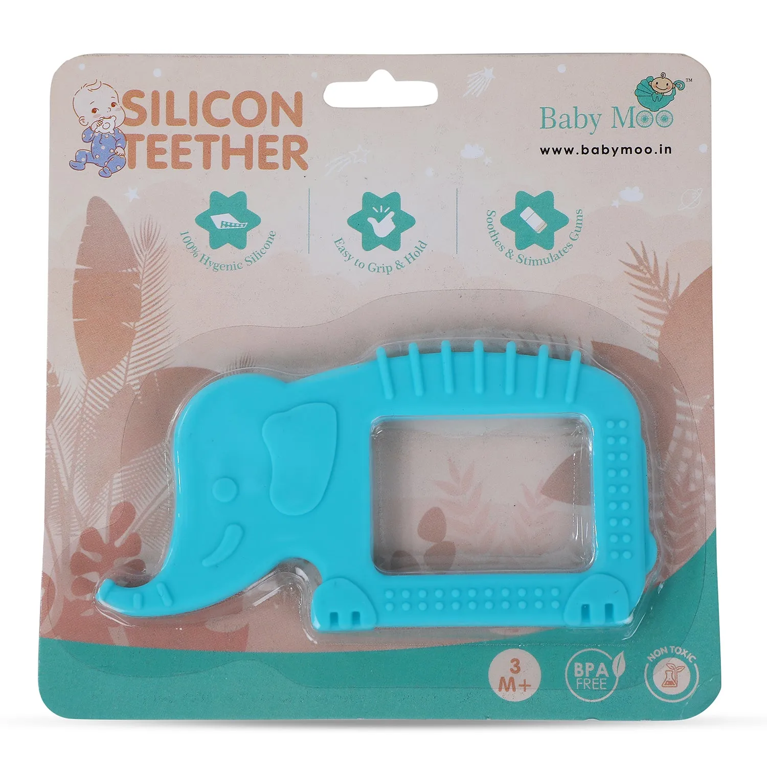 Baby Moo Elephant Soothing Silicon Teether BPA And Toxin Free - Blue