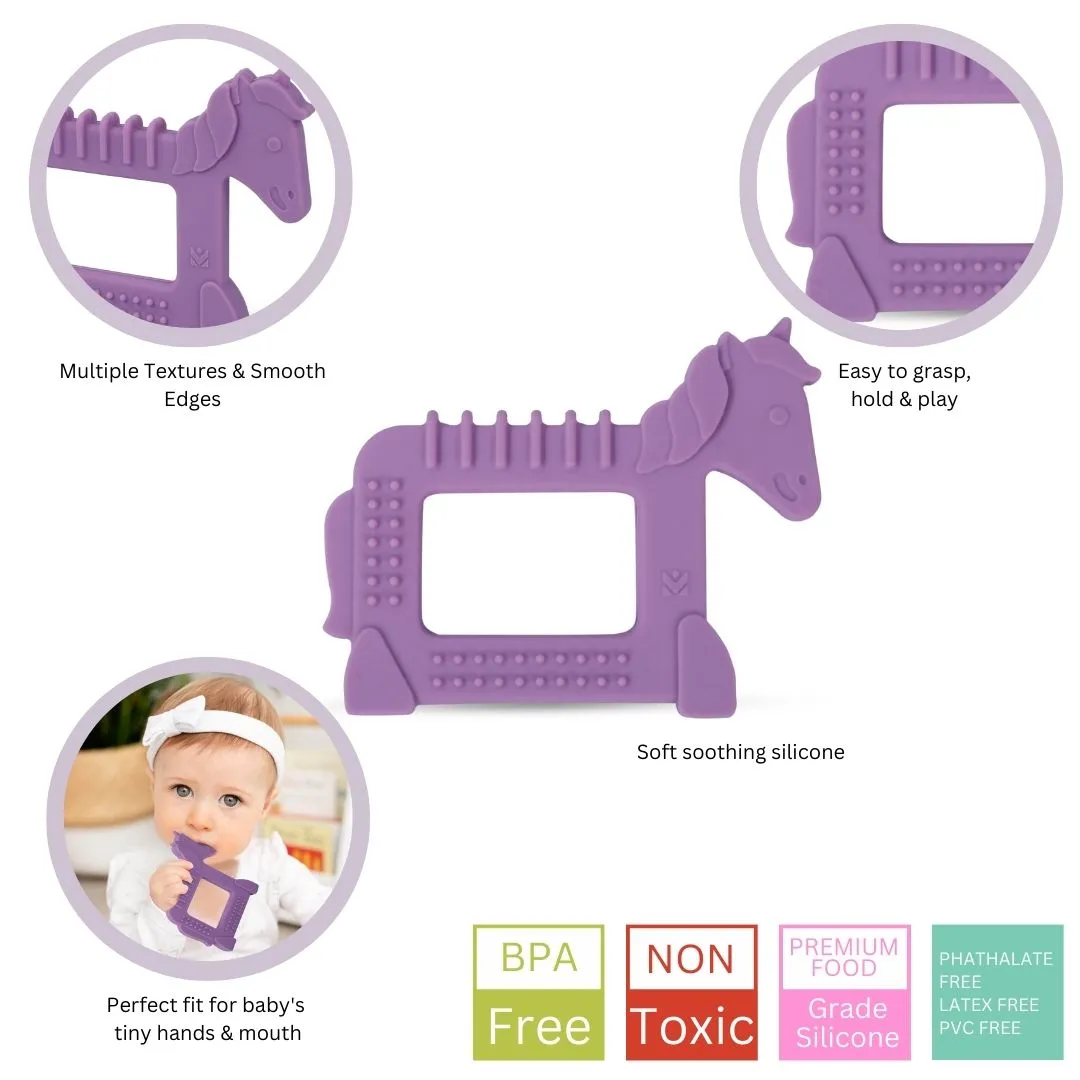 Baby Moo Unicorn Soothing Silicon Teether BPA And Toxin Free - Purple