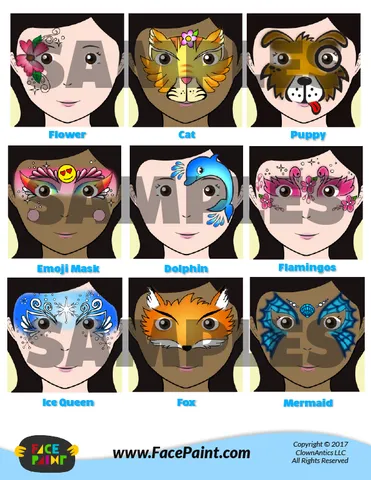 Colorful Face Painting Designs Menu - Girls