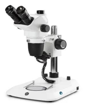 Euromex NexiusZoom Series High-Precision Zoom EVO Trinocular Stereo Microscope 6.5X-55X Magnification on Pillar Stand w/3W LED Incident & Transmitted Illumination