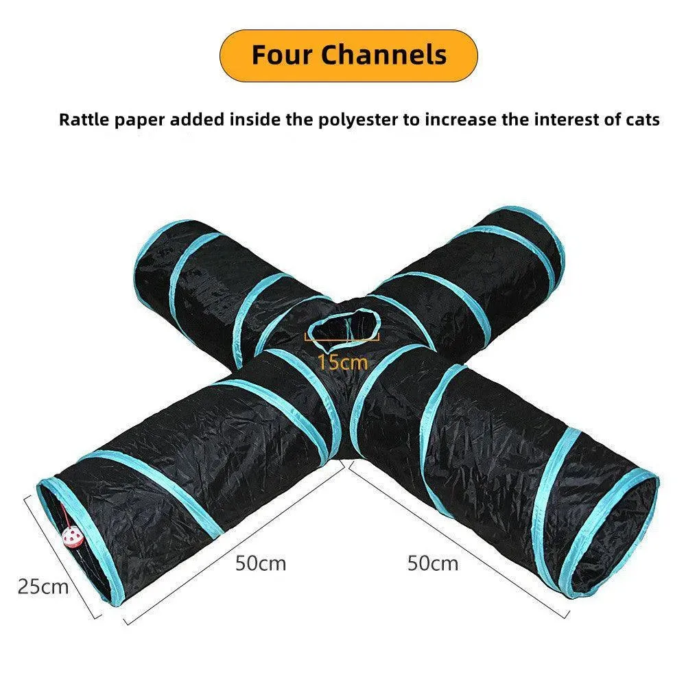 Foldable Interactive Cat Play Tunnel