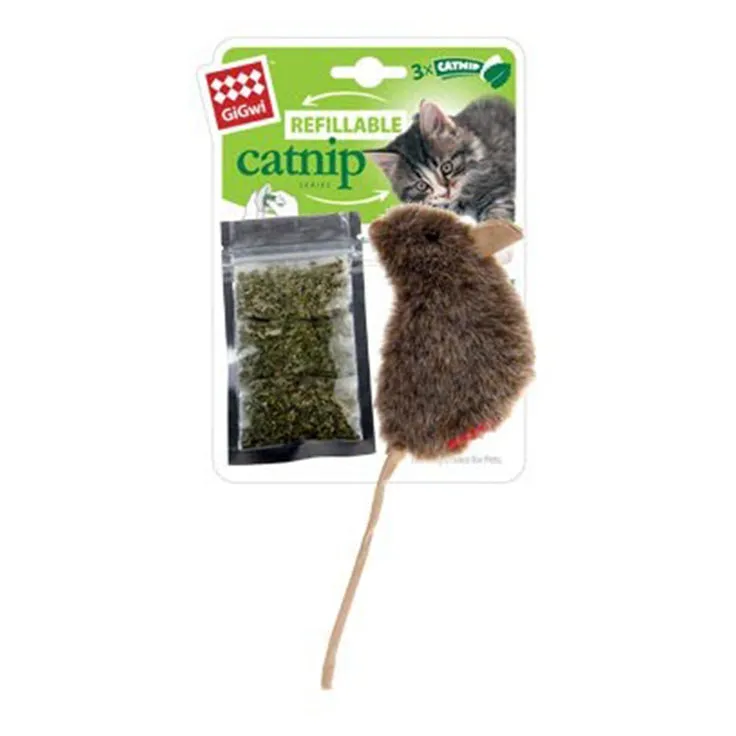 Gigwi Refillable Catnip Mouse Natural Cat Toy