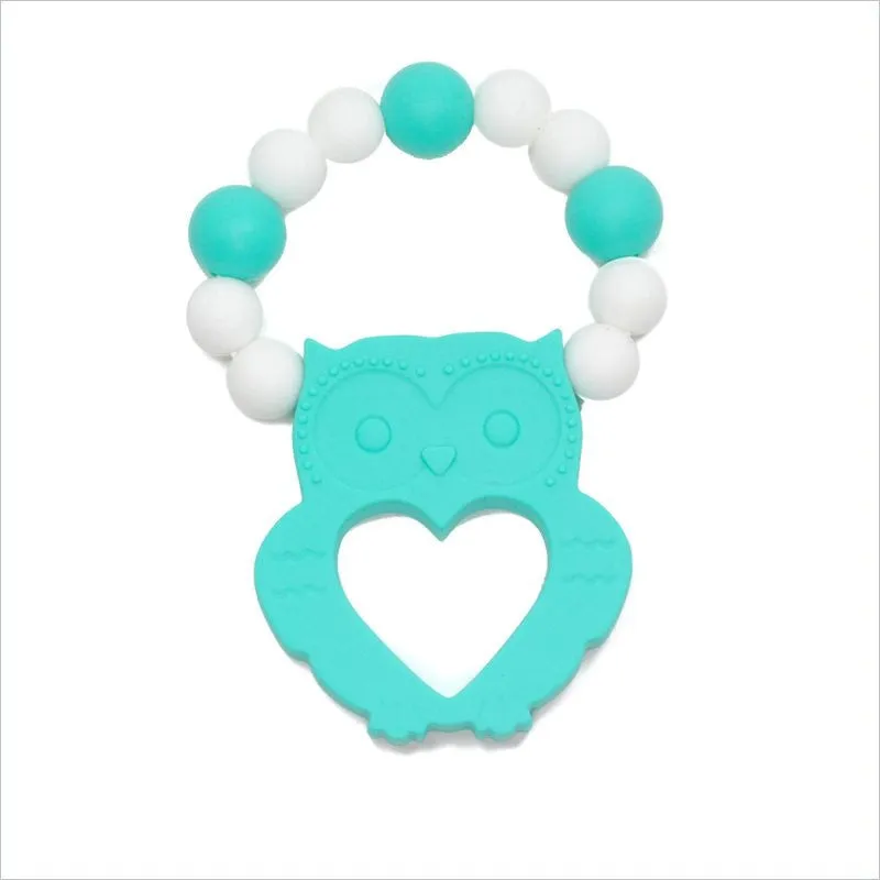 Glitter & Spice Owl Teether in Teal