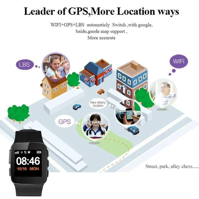 Gps Tracking Watch For Adult Elderly Smart Watch Anti-lost SOS Wifi