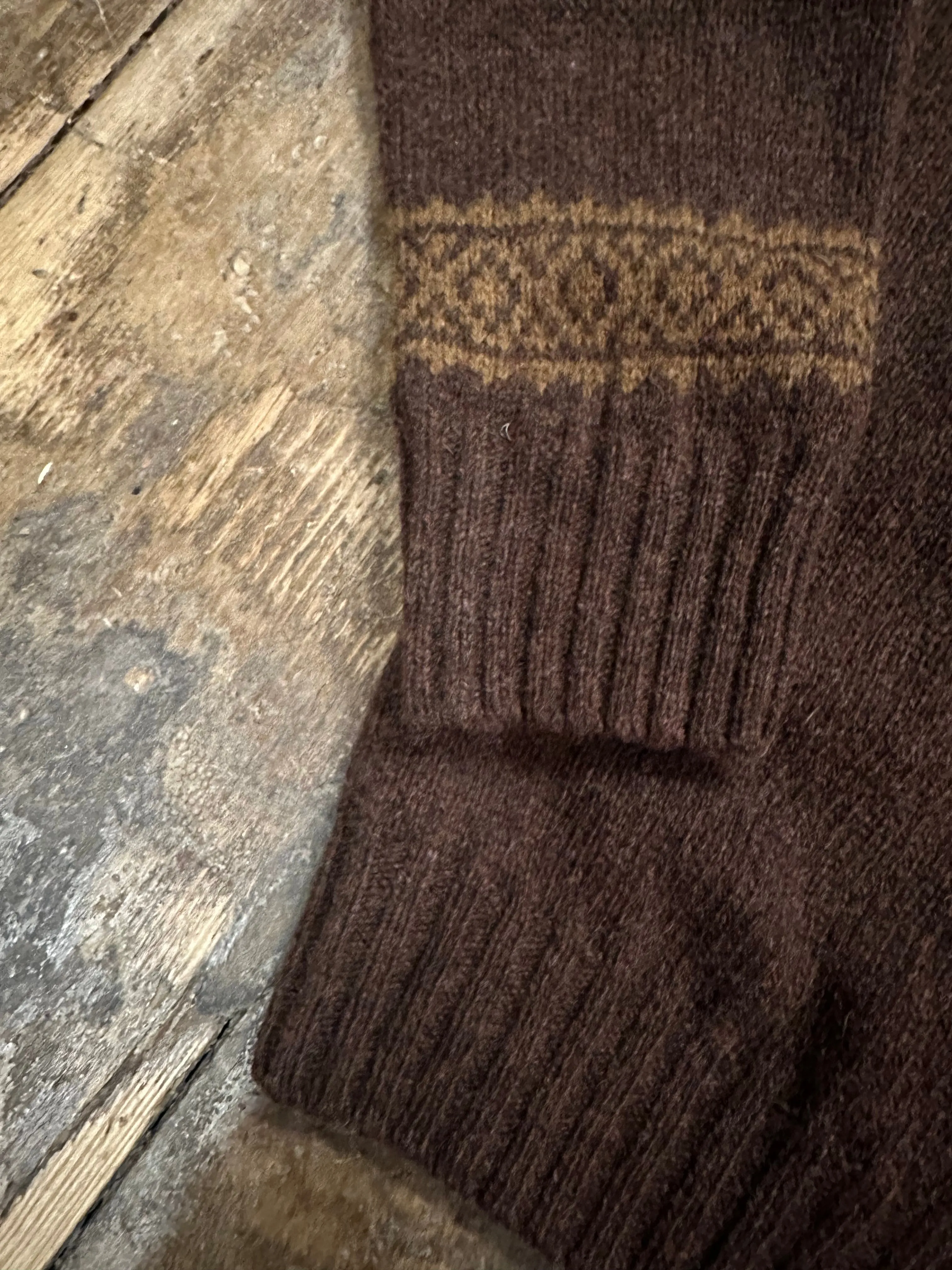 HARLEY OF SCOTLAND M3170/7 Yoke Fairisle Knit - Coffee/Pecan (Excluded From ALL Discount Codes)