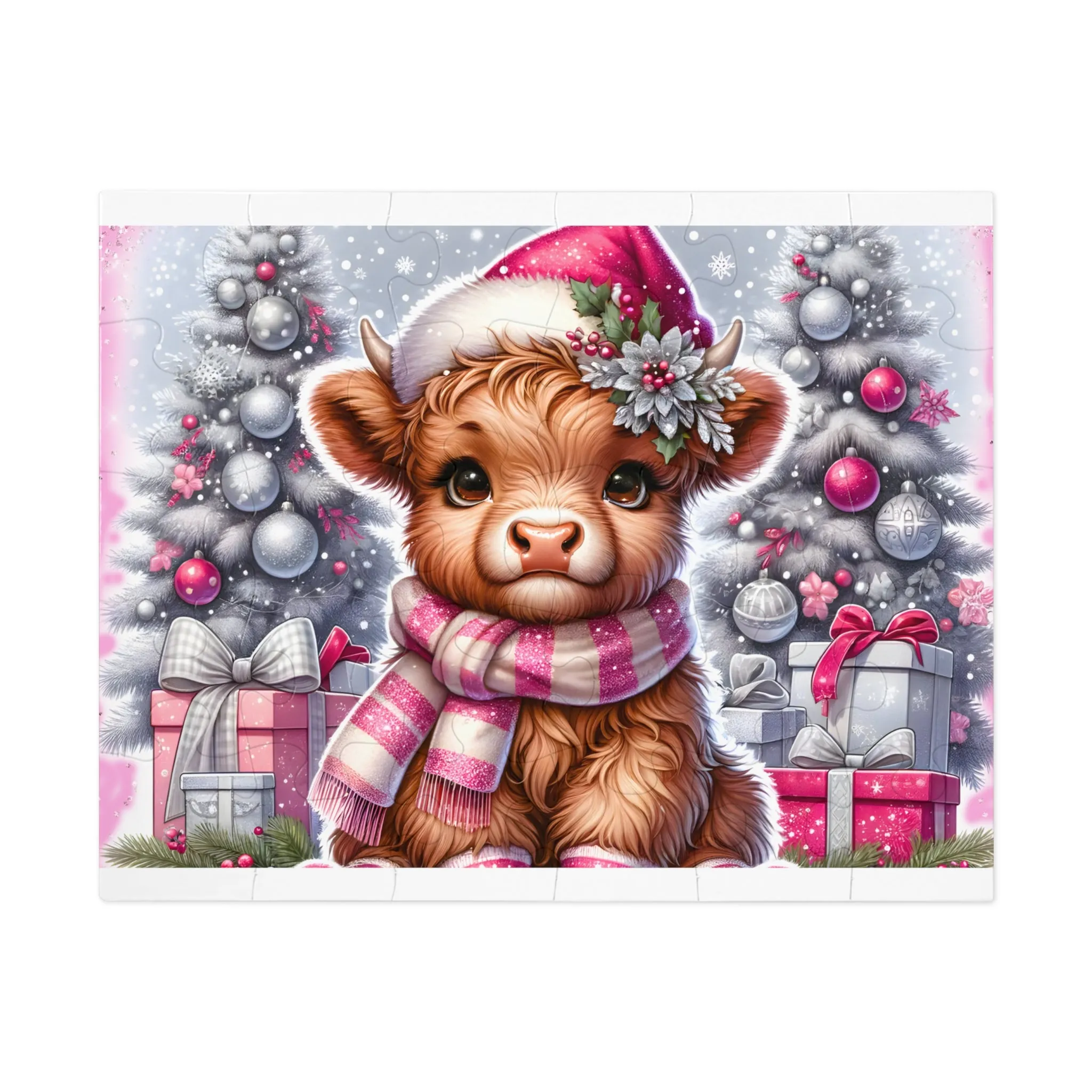 Jigsaw Puzzle, Christmas, Highland Cow, Personalised/Non-Personalised (30, 110, 252, 500,1000-Piece)