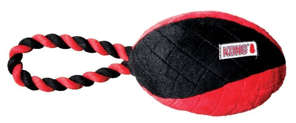 KONG Small Crossbit Football With Rope Dog Toy