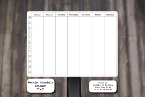 Large Weekly Schedule Stickers for Planners and Journals  | Weekly Planner or Tracker, Die Cut, Matte Finish, 7" x 5"