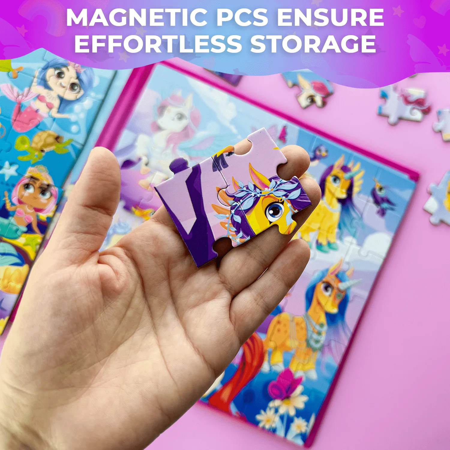 Magnetic Book 2x48 Pcs Puzzles for Kids | Mermaids & Unicorns