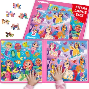 Magnetic Book 2x48 Pcs Puzzles for Kids | Mermaids & Unicorns