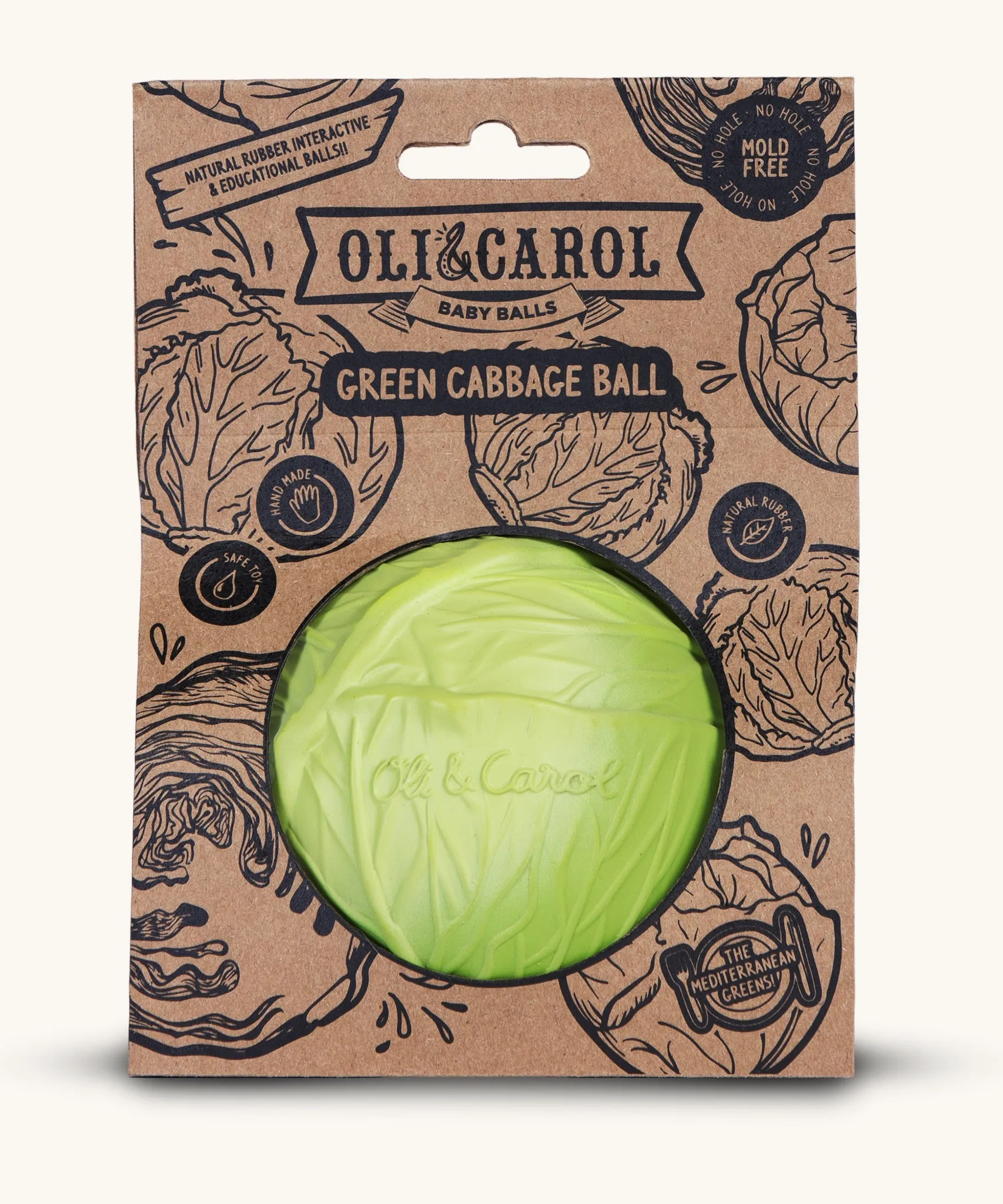 Oli & Carol Natural Rubber Baby Ball - Green Cabbage