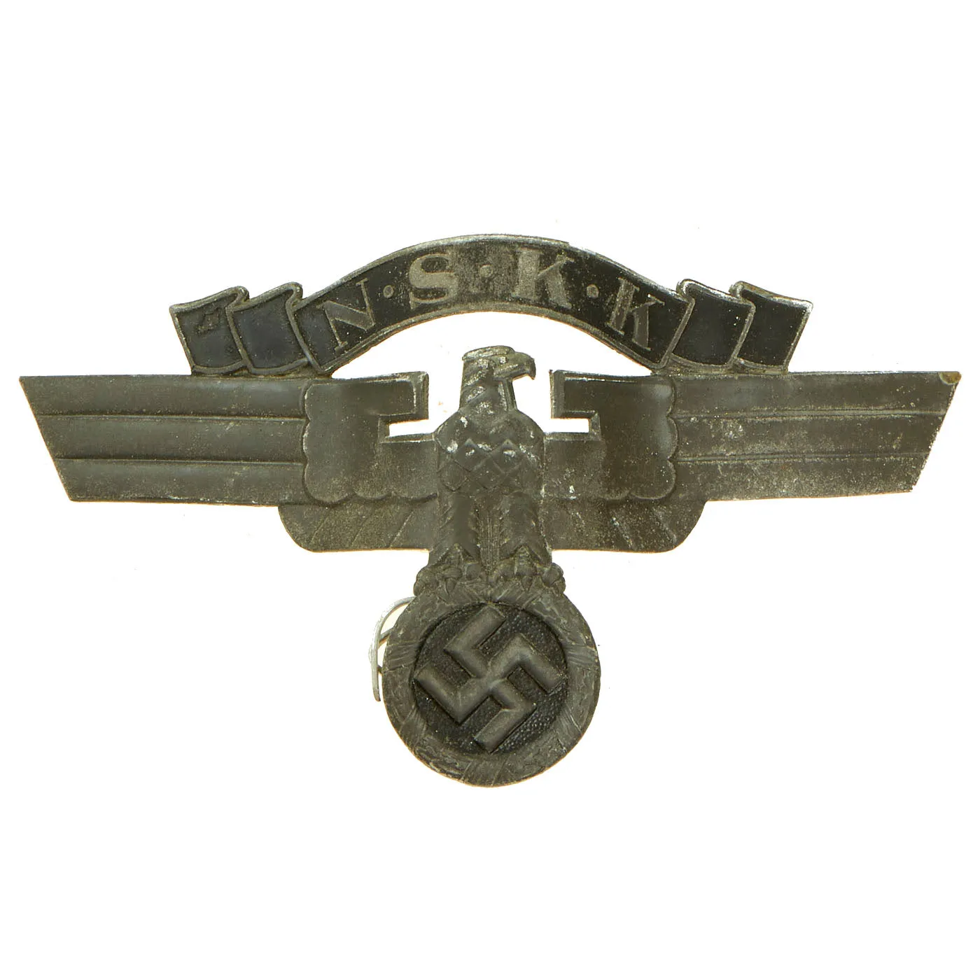 Original German WWII Zinc 2nd Pattern NSKK Crash Helmet Eagle Badge Plate