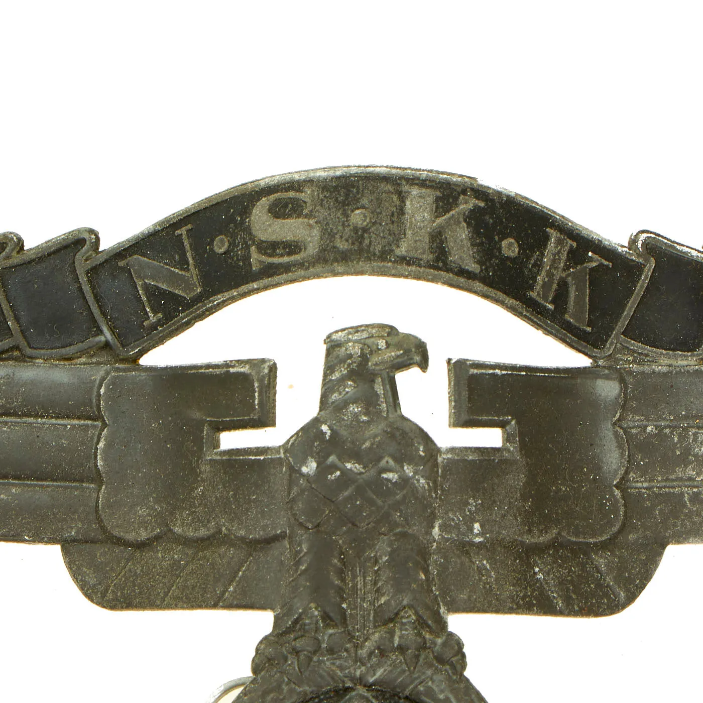 Original German WWII Zinc 2nd Pattern NSKK Crash Helmet Eagle Badge Plate