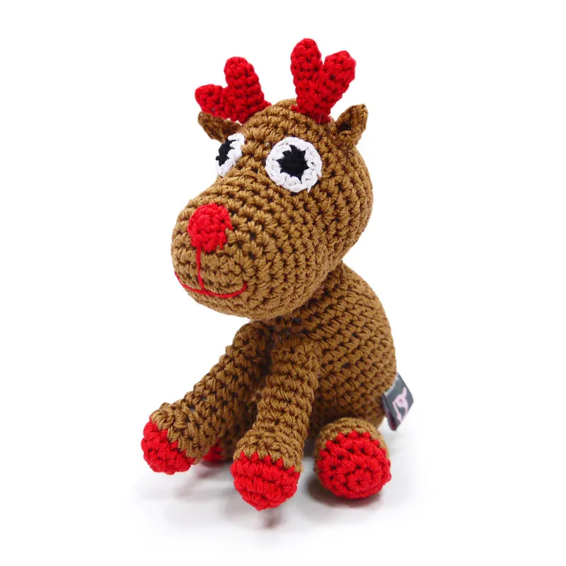 reindeer knit squeaker toy