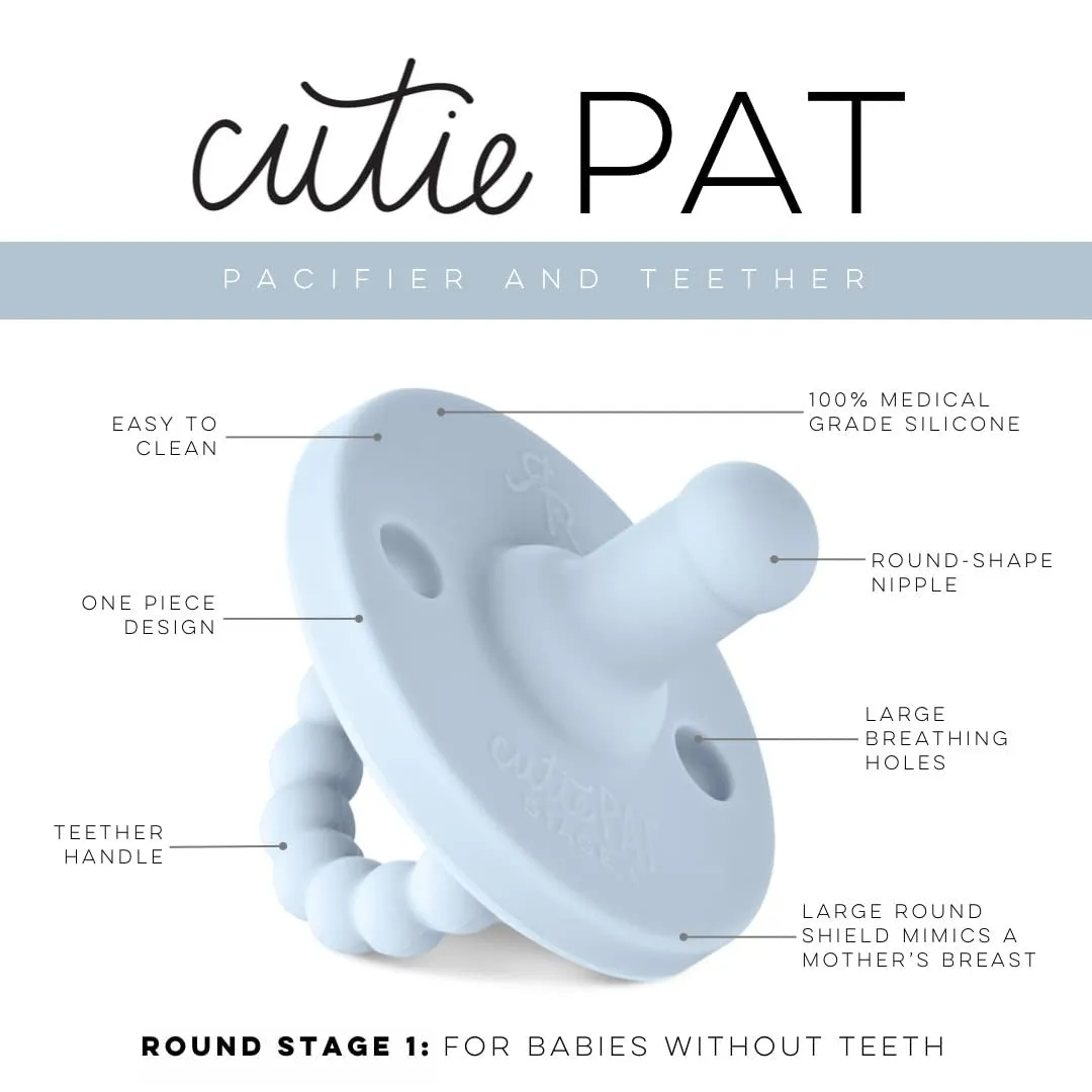 Round Cutie PAT Pacifier 2 Pack - Blue / Oxford