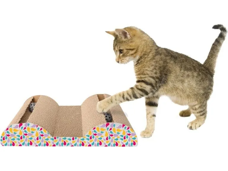 Scratching cardboard, toy with two balls, cm47x9,5