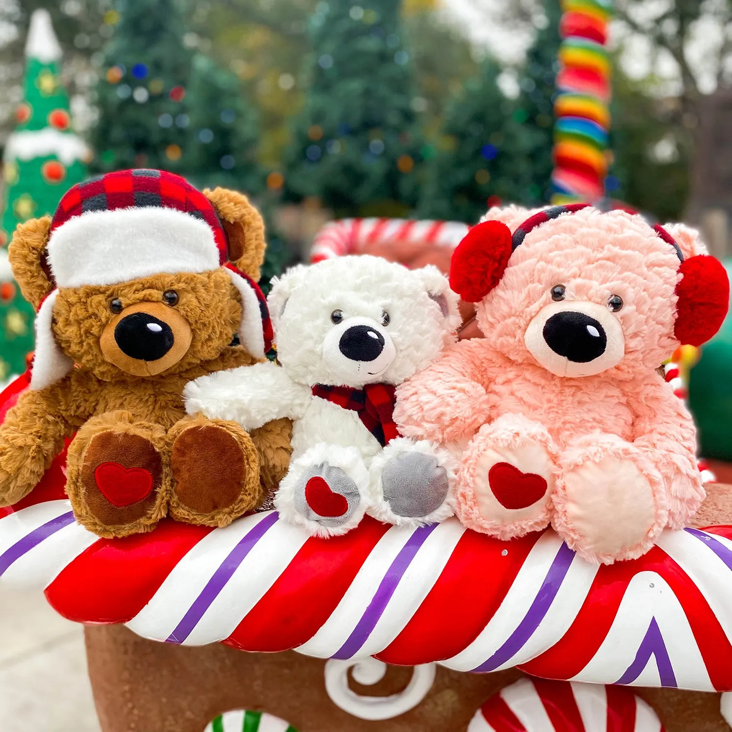 Six Flags Friends Holiday Bear with Ear Muffs