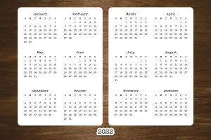 Two Page Year At A Glance Calendar Stickers 5" x 7"