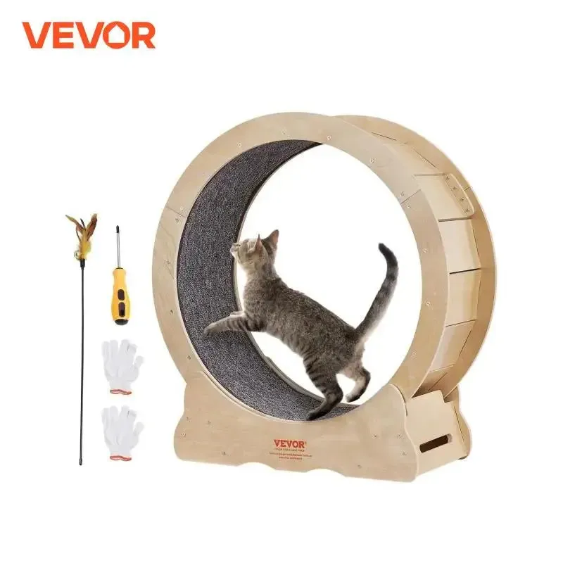 VEVOR Cat Exercise Wheel - Silent Running Toy Treadmill with Detachable Carpet