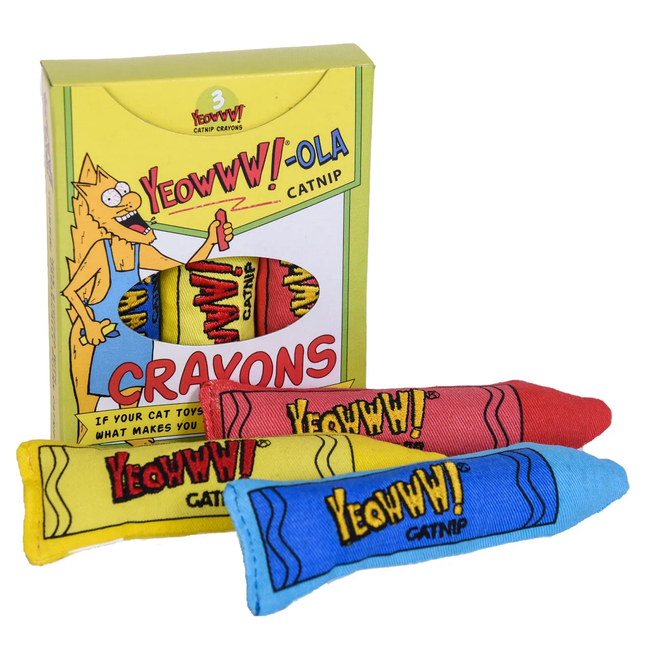 Yeowww! Catnip Filled Yeowww!-ola Crayon Cat Toy, 3pk